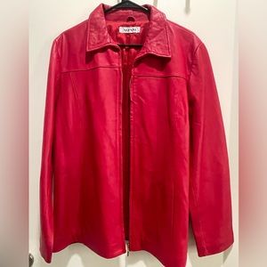 Alfani Red Leather Moto Jacket Size L/XL